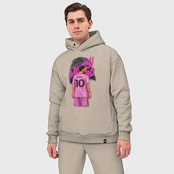 Мужской костюм оверсайз Лионель Месси Интер Майами 10, цвет: миндальный — фото 2