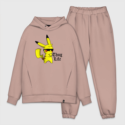 Мужской костюм оверсайз Pika thug life / Пыльно-розовый – фото 1