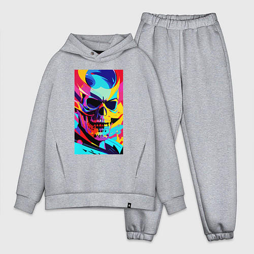 Мужской костюм оверсайз Cool skull - pop art / Меланж – фото 1