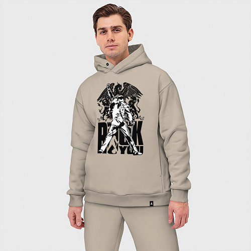 Мужской костюм оверсайз Queen rock you / Миндальный – фото 3