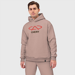 Мужской костюм оверсайз Chery Logo, цвет: пыльно-розовый — фото 2