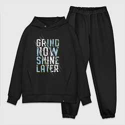 Мужской костюм оверсайз Grind now Shine later, цвет: черный