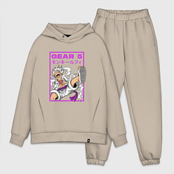 Мужской костюм оверсайз One piece - gear 5 белый, цвет: миндальный