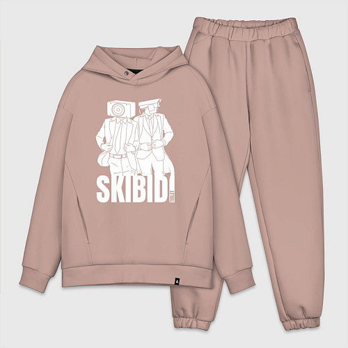 Мужской костюм оверсайз Skibidi Toilet Cameraman and Speakerman / Пыльно-розовый – фото 1