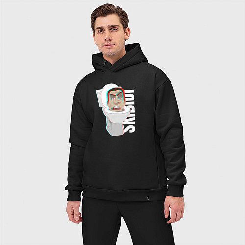 Мужской костюм оверсайз Skibidi Toilet G-toilet / Черный – фото 3
