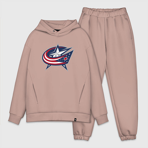 Мужской костюм оверсайз Columbus blue jackets - hockey team - emblem / Пыльно-розовый – фото 1