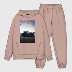 Мужской костюм оверсайз Авто на фоне неба, цвет: пыльно-розовый