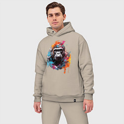 Мужской костюм оверсайз Граффити с гориллой, цвет: миндальный — фото 2