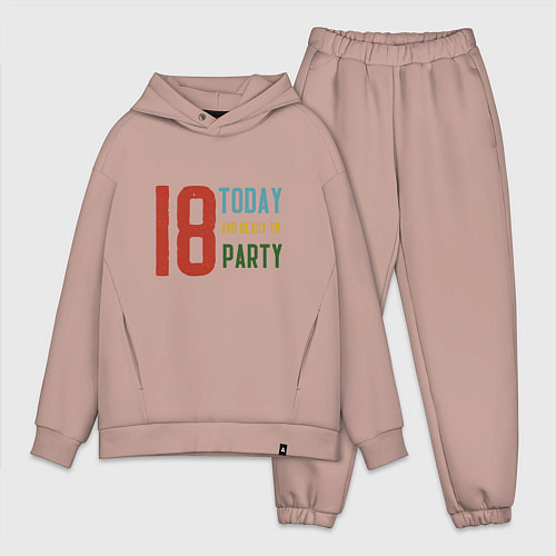 Мужской костюм оверсайз 18 лет вечеринка начинается / Пыльно-розовый – фото 1