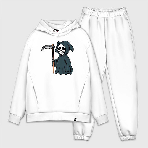 Мужской костюм оверсайз Смерть в капюшоне / Белый – фото 1