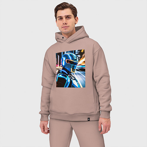 Мужской костюм оверсайз Робокоп на страже / Пыльно-розовый – фото 3