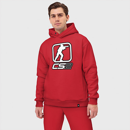Мужской костюм оверсайз CS2 logo / Красный – фото 3