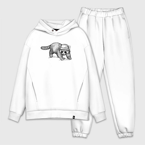 Мужской костюм оверсайз Рыжая панда хипстер / Белый – фото 1