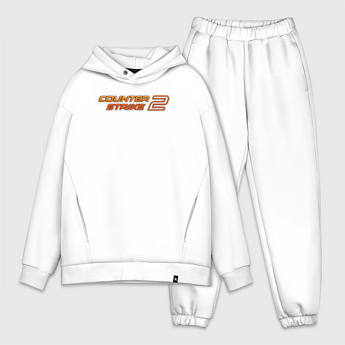 Мужской костюм оверсайз Counter strike 2 orange logo / Белый – фото 1