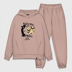 Мужской костюм оверсайз Хэллоуин праздник летучих мышей, цвет: пыльно-розовый