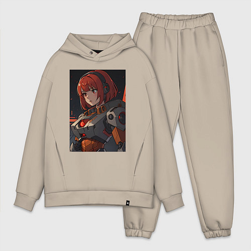 Мужской костюм оверсайз Робо-девушка / Миндальный – фото 1