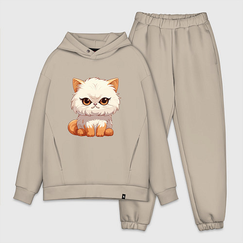 Мужской костюм оверсайз Злой пушистый кот / Миндальный – фото 1