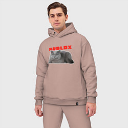 Мужской костюм оверсайз Кот roblox, цвет: пыльно-розовый — фото 2