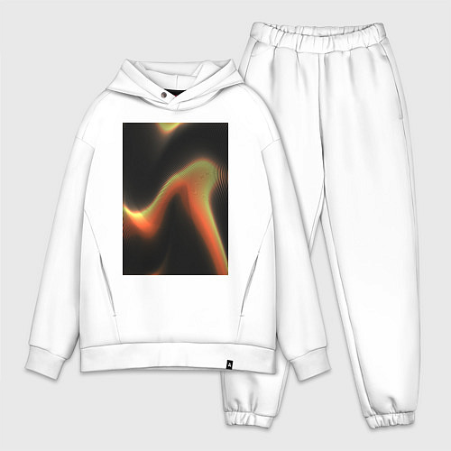 Мужской костюм оверсайз Абтрактный геометрический 3д с волнами / Белый – фото 1