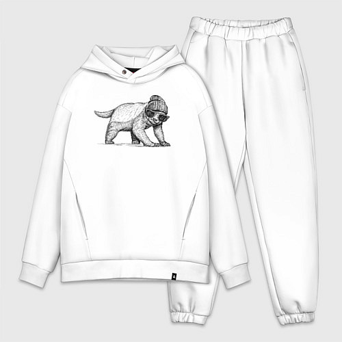 Мужской костюм оверсайз Медоед модный / Белый – фото 1