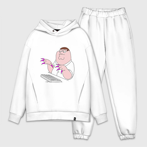 Мужской костюм оверсайз Питер Гриффен с длинными ногтями / Белый – фото 1