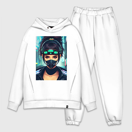 Мужской костюм оверсайз Cool girl - cyberpunk - neural network / Белый – фото 1