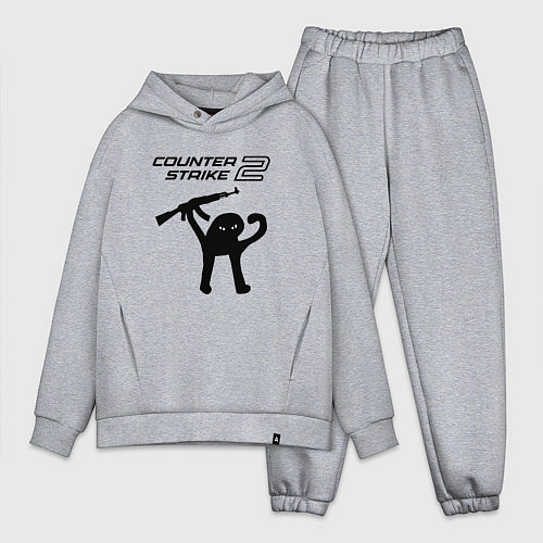 Мужской костюм оверсайз Counter strike 2 мем / Меланж – фото 1