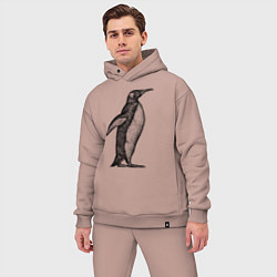 Мужской костюм оверсайз Пингвин сбоку, цвет: пыльно-розовый — фото 2