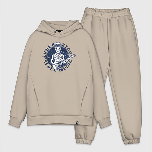 Мужской костюм оверсайз Rock star space music / Миндальный – фото 1