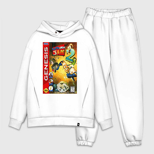 Мужской костюм оверсайз Earth worm jim 2 cover / Белый – фото 1