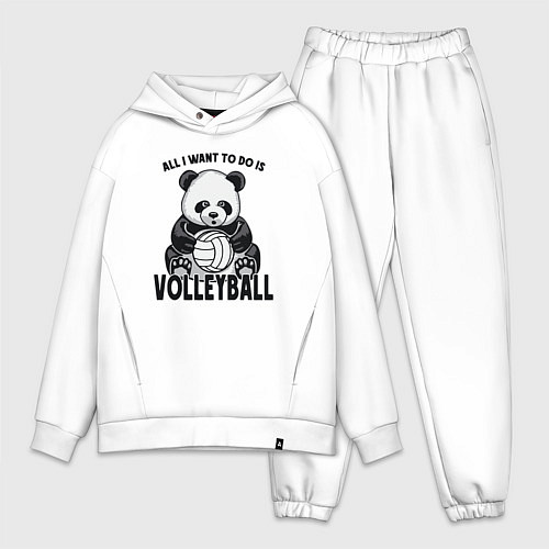 Мужской костюм оверсайз Panda volleyball / Белый – фото 1