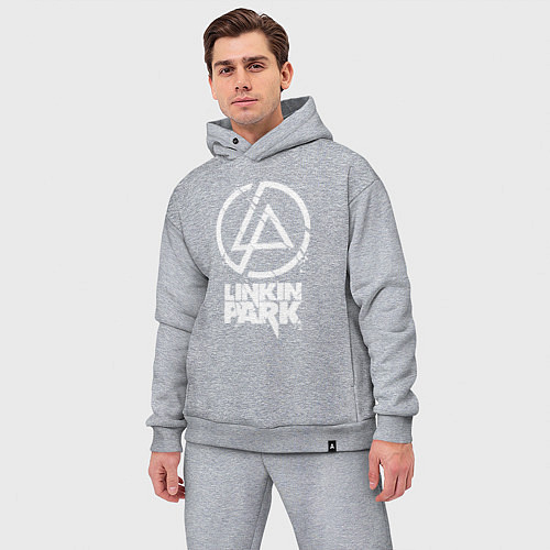 Мужской костюм оверсайз Linkin Park - white / Меланж – фото 3
