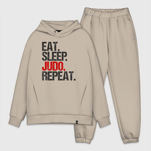 Мужской костюм оверсайз Eat sleep judo repeat / Миндальный – фото 1