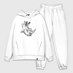 Мужской костюм оверсайз Голова носорога гравюра