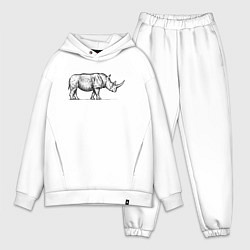Мужской костюм оверсайз Носорог в профиль, цвет: белый