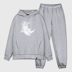 Мужской костюм оверсайз Портрет носорога