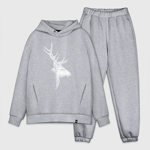 Мужской костюм оверсайз Профиль оленя белый / Меланж – фото 1