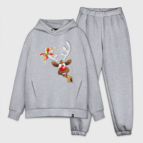 Мужской костюм оверсайз Праздничный олень / Меланж – фото 1