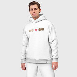 Мужской костюм оверсайз Кошачьи лапки и сердце, цвет: белый — фото 2