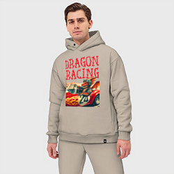 Мужской костюм оверсайз Dragon cool racer - ai art, цвет: миндальный — фото 2