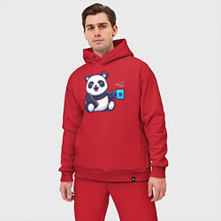 Мужской костюм оверсайз Панда с кружкой, цвет: красный — фото 2