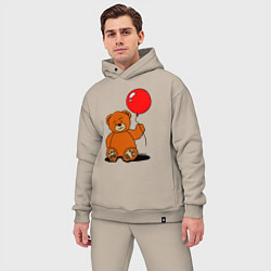 Мужской костюм оверсайз Плюшевый медведь с воздушным шариком, цвет: миндальный — фото 2