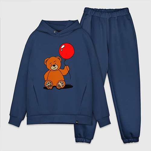 Мужской костюм оверсайз Плюшевый медведь с воздушным шариком / Тёмно-синий – фото 1