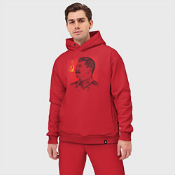 Мужской костюм оверсайз Профиль Сталина СССР, цвет: красный — фото 2