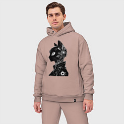 Мужской костюм оверсайз Кибер кошечка - аниме, цвет: пыльно-розовый — фото 2