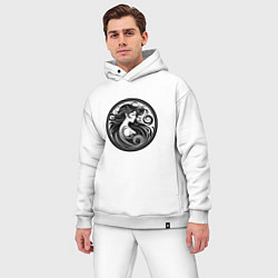 Мужской костюм оверсайз Трайбл узор девушки тату, цвет: белый — фото 2