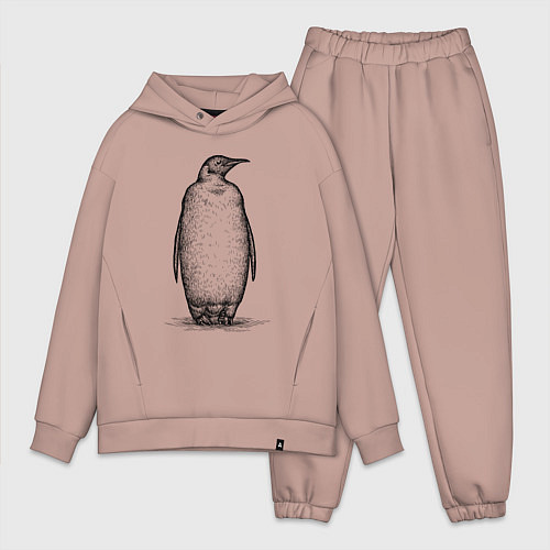 Мужской костюм оверсайз Пингвин стоит / Пыльно-розовый – фото 1