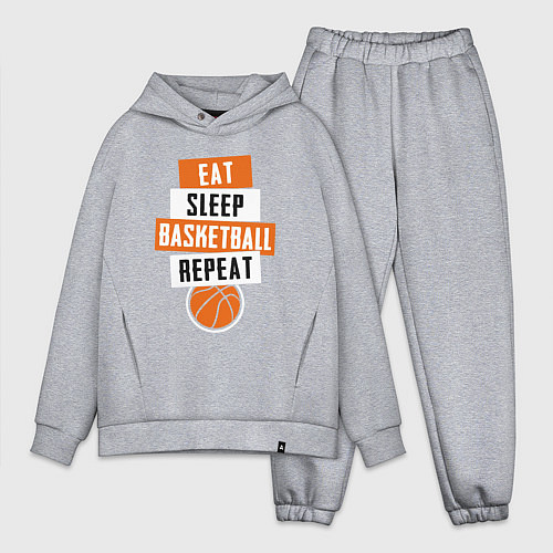 Мужской костюм оверсайз Eat sleep basketball / Меланж – фото 1