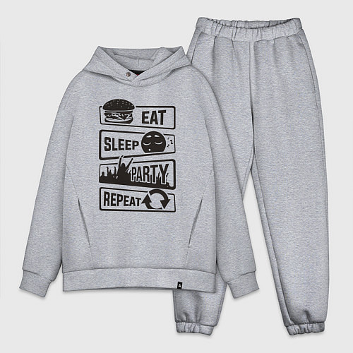 Мужской костюм оверсайз Есть спать вечеринка / Меланж – фото 1