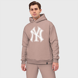 Мужской костюм оверсайз New York yankees - baseball logo, цвет: пыльно-розовый — фото 2